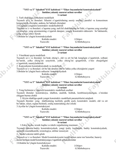 tikuv buyumlarini konstruksiyalash — DOCX
