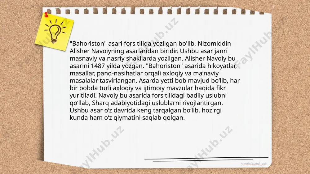 mon jomiyning "bahoriston asari tahlili qoʻldosheva sevinch e'tiboringiz uchun raxmat! image1.png image2.png image3.png image4.jpeg image5.png image6.jpeg image7.jpeg /docprops/thumbnail.jpeg