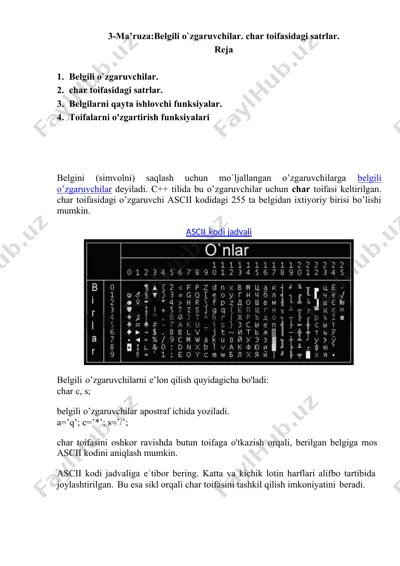 belgili o'zgaruvchilar — DOCX