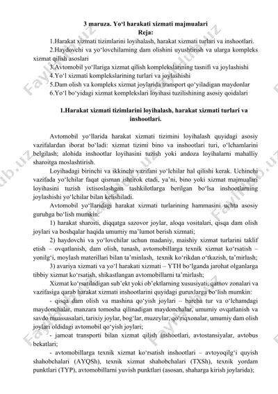 yo‘l harakati xizmati majmualari — DOCX