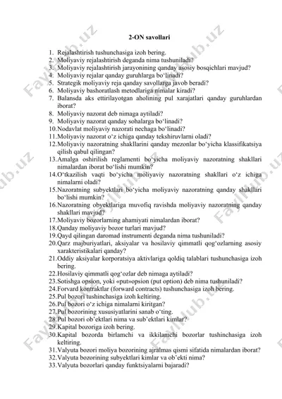 moliyaviy rejalashtirish — DOC