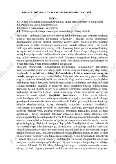 muomala va o‘zaro bir-birini idrok kilish — DOCX