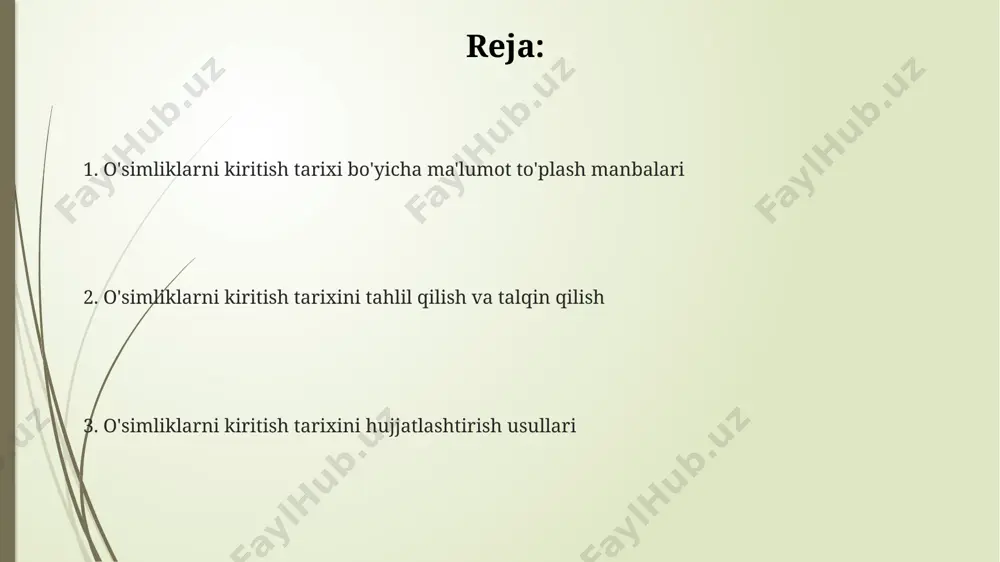 ng kelib chiqishi hujjatlashtirilgan. botanika bogʻlari va gerbariylar arxiverlar bilan hamkorlikda oʻsimliklarning introduksiyasi tarixi boʻyicha keng qamrovli ma'lumotlar bazasini yaratishi mumkin, bu esa 500 dan ortiq manbalarni birlashtirish orqali amalga oshiriladi. oʻsimliklarni kiritishning iqtisodiy va ijtimoiy taʼsiri oʻsimliklarni kiritish tufayli 15-asrda markaziy osiyoda paxta yetishtirishning kengayishi, toʻqimachilik sanoatini rivojlantirdi va mintaqaning iqtisodiyotini sezilarli darajada oʻzgartirdi, minglab yangi ish oʻrinlarini yaratdi. amerika kartoshkasining 16-asrda yevropaga kirib kelishi ocharchilikni oldini olishga yordam berdi va aholining oʻsishiga, shuningdek, yangi ovqat pishirish uslublarining paydo boʻlishiga olib keldi, bu esa madaniy almashinuvga ta’sir koʻrsatdi. 18-asrda choyning xitoydan buyuk britaniyaga kiritilishi, global savdo yoʻllarini rivojlantirdi, yangi savdo munosabatlarini oʻrnatdi va britaniya imperiyasining iqtisodiy qudratini oshirdi, shu bilan birga yangi ijtimoiy marosimlarni vujudga keltirdi. tarixiy hujjatlar va arxivlar gerbariy kolleksiyalari va ularga biriktirilgan yorliqlar (herbarium labels), o‘simliklarning introduksiya tarixi, kelib chiqishi va tarqalishi haqida 100 yildan ortiq davrni qamrab oluvchi aniq ma’lumotlar beradi, 5000 dan ziyod namunalar …