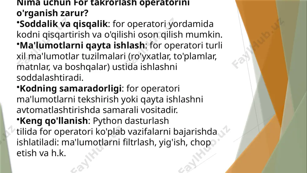 python dasturlash tilida for... takrorlash operatori - Page 4