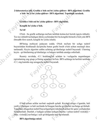 grafda o`tish eni bo`yicha qidiruv- bfs algoritmi — DOCX