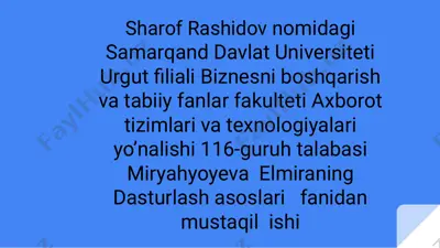 dasturlash asoslari fanidan mustaqil ish — PPTX