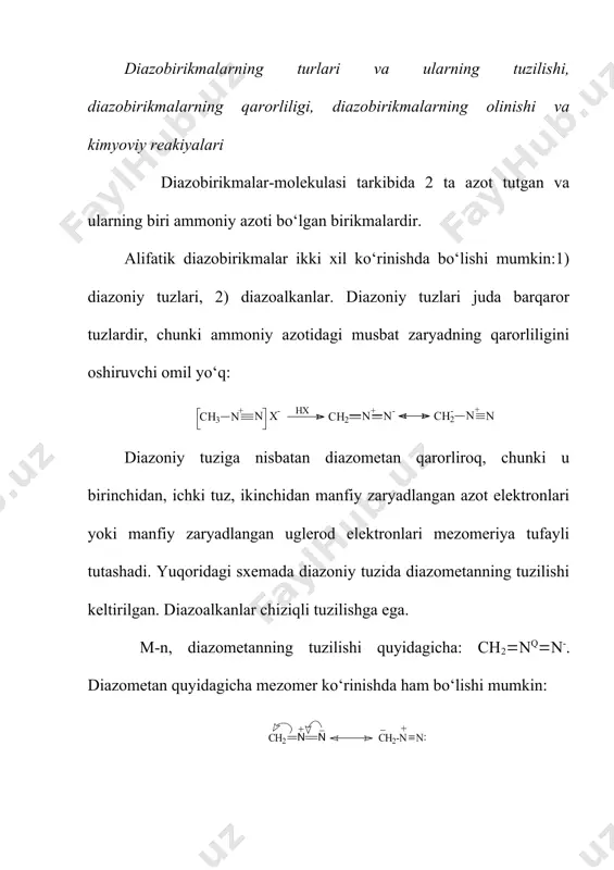 ‘ldoshev organik kimyo usullari 1 qism. t.: «universitet». 1998. 3-13.в image4.png image5.wmf image6.wmf image7.wmf image8.wmf image1.wmf image2.wmf image3.wmf c h 3 c o c h n + n - + n 2 c h 3 c o c l + 2 c h 2 n + n - + с h 3 c l c h 2 n + n - + ( c 6 h 5 ) 3 c n a n a c h n + n - + ( c 6 h 5 ) 3 c h n c h 2 n + n - c h 2 h n n + n 2 + h 2 o c h 2 n n o c h 2 n h n h c h 3 n n x - + c h 2 n + n - h x c h 2 n + n - : + …
