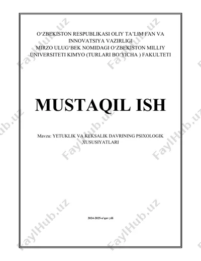 yetuklik va keksalik davrining psixologik xususiyatlari — DOCX