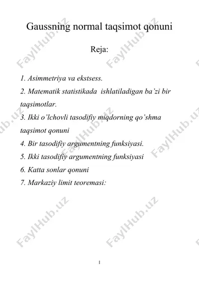 gaussning normal taqsimot qonuni — DOC