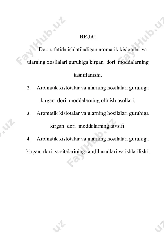 adi. oh ch3ccooho o o - c h 3 c o o h + cooh ch3cococh3 salitsilamid metilsalitsilatga ammiak ta’sir ettirib olinadi. o- c h 3 o h 2 5 % n h 3 o h ococh3 c - onh2 oh oқsafenamid fenilsalitsilat bilan n-aminofenolni kizdirib olinadi. o nh2 c - o - c6h5o h c - o n h - c 6 h 5 o h o h oh + oh fenilsalitsilat fenol bilan salitsil kislota kotishmasini fosfor (iii) xlorid ta’sir etdirib olinadi. oo h o h p c l 3 - h 3 p o 3 - 3 h c l 3 oh c - o - c6h5 3+ 3 cooh metilsalitsilat salitsil kislotaga konts sulfat kislota va metanol ko’shib 7580°s xaroratgacha kizdirib olinadi. coohococh3c h 3 o h k . h 2 s o 4 - h 2 o ohoh dermatolum, bismuthum sybgallicum- vismut (iii) nitratning sirka …