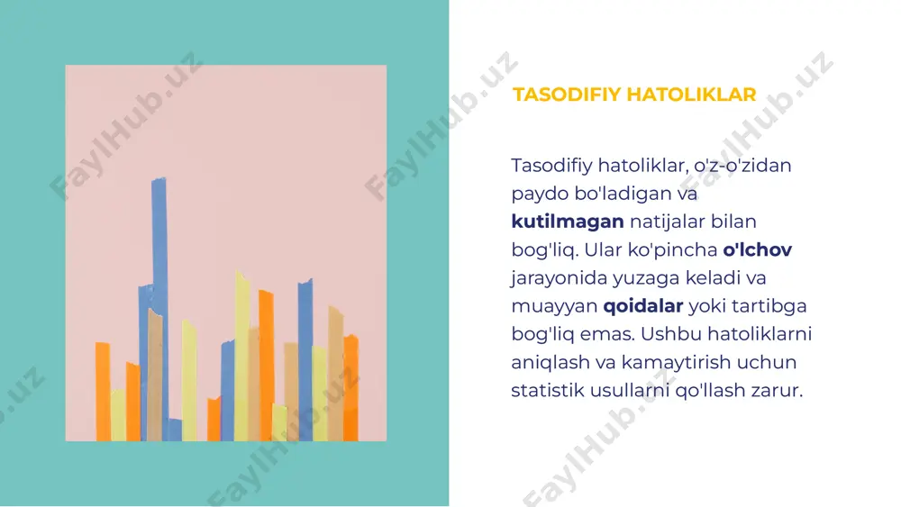 jalarni tahlil qilish, xatolarni aniqlash va ularni kamaytirish imkonini beradi. tasodifiy hatoliklarni boshqarish tasodifiy hatoliklarni boshqarish sistematik hatoliklarni boshqarish uchun, kalibrlash va metodologik nazorat zarur. asboblar va uskunalarning doimiy nazorati, xatolarni kamaytirishda muhim rol o'ynaydi. ushbu jarayonlar natijalarni ishonchli qiladi. sistematik hatoliklarni boshqarish uchun, kalibrlash va metodologik nazorat zarur. asboblar va uskunalarning doimiy nazorati, xatolarni kamaytirishda muhim rol o'ynaydi. ushbu jarayonlar natijalarni ishonchli qiladi. sistematik hatoliklarni boshqarish sistematik hatoliklarni boshqarish tasodifiy va sistematik hatoliklar bilan bog'liq amaliy misollarni ko'rib chiqish, nazariyani amaliyotga tatbiq etishga yordam beradi. tahlil va boshqarish jarayonlarida qanday misollar mavjudligini ko'rish, o'rganish jarayonini yanada qiziqarli qiladi. tasodifiy va sistematik hatoliklar bilan bog'liq amaliy misollarni ko'rib chiqish, nazariyani amaliyotga tatbiq etishga yordam beradi. tahlil va boshqarish jarayonlarida qanday misollar mavjudligini ko'rish, o'rganish jarayonini yanada qiziqarli qiladi. amaliy misollaramaliy misollar natijalar va ta'sirlarnatijalar va ta'sirlar tasodifiy va sistematik hatoliklarning natijalari, tadqiqotlar va amaliyotlarda muhim ta'sir ko'rsatadi. tahlil qilish va …