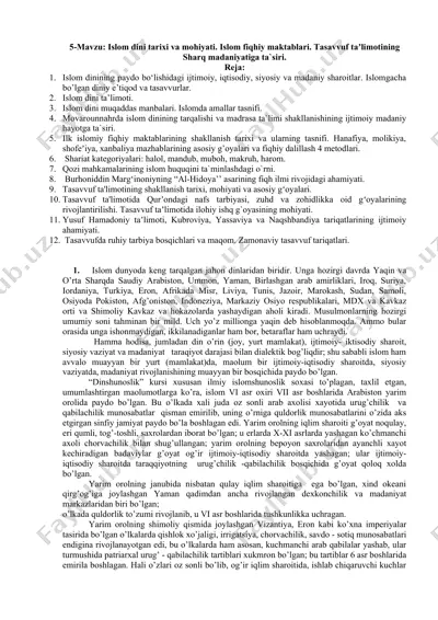 islom dini tarixi va mohiyati — DOC