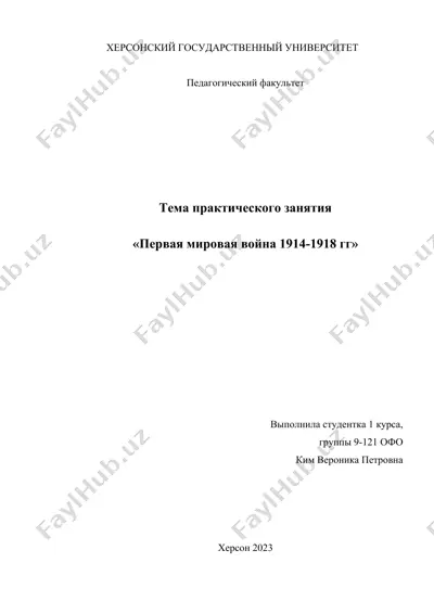 первая мировая война 1914-1918 гг — DOCX