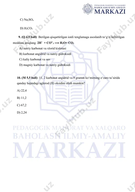 kimyo sinovi test savollari - Page 3