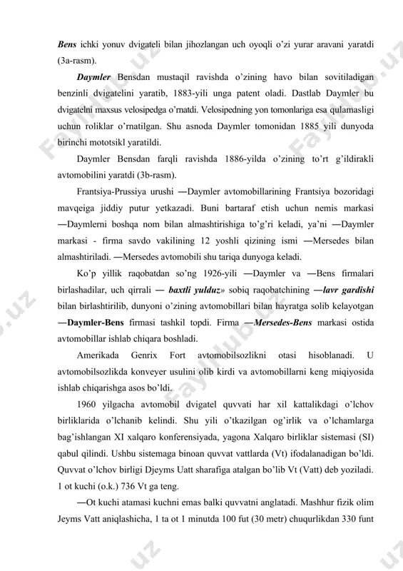 oshirildi. shu bilan bir qatorda 1999 yil samarqand shahrida o’zbekiston- turkiya qo’shma korxonasi ―sam-koch-avto zavodidan ― otoyo’l markali kichik rusumdagi avtobuslar va ixtisoslashtirilgan yuk avtomobillari ishlab chiqarilib, ekspluatatsiya qilinmoqda. keyinchalik bu zavod negizida o’zbekiston-yaponiya qo’shma korxonasi ―samavto zavodi tashkil etilib, bu zavoddan ham ―isuzi markali kichik rusumdagi avtobuslar va ixtisoslashgan yuk avtomobillari ishlab chiqarilib, ekspluatatsiya qilinmoqda. shuningdek, samarqandda yana bir o’zbekiston-germaniya qo’shma korxonasi ―man’ yuk avtomobillari ishlab chiqarishga mo’ljallangan zavod o’z ishini boshlab yubordi. avtomobilning yuragi hisoblangan motor dunyoda sanoqli davlatlarda ishlab chiqariladi. shu bois, ―gm-motor zavodi qurilishi bilan o’zbekiston ham shu davlatlar qatoriga qo’shildi. zavodning hozirgi kundagi quvvati yiliga 225 ming dona motor ishlab chiqarishga mo’ljallangan. mamalakatimizda avtomobil sanoatining rivojlanishiga juda katta e’tibor qaratilmoqda, jumladan, birinchi prezidentimiz islom karimov vazirlar mahkamasining 2011 yil 21 yanvarda bo’lib o’tgan majlisida olib borilayotgan islohotlar ko’lamiga baho berib: «o’zbekistonda avtomobilsozlik asakadan boshlandi. shu zavodni ochgan kunim 1996 yil 19 iyulni o’zbekiston hayoti uchun, …