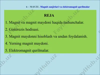 magnit zanjirlari va elektromagnit qurilmalar — PPTX