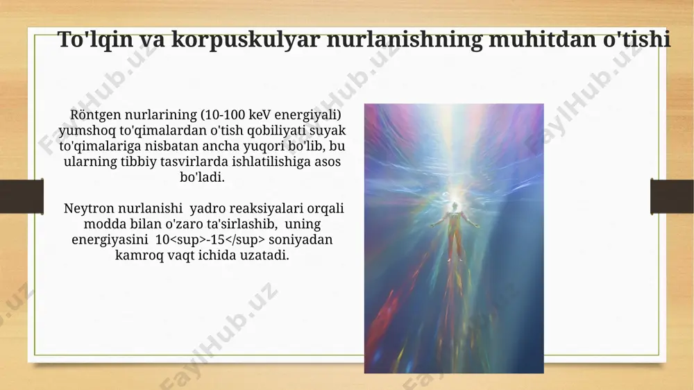 kvant va korpuskulyar nurlarning muhitdan oʻtishi va odam tanasida taqsimlanishi - Page 4