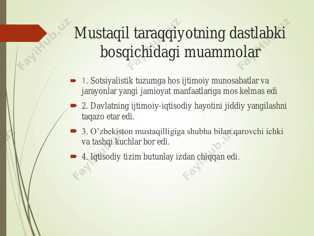 bekiston iqtisodiy islohotlarni chuqurlashtirish yo’lida» (1995)  «o’zbekiston xxi asr bo’sag'asida: xavfsizlikka taxdid, barqarorlik shartlari va taraqqiyot afolatlari» (1997)  «o’zbekiston xxi asrga intilmoqda» (1999) va boshqalar. konstitustiya nima?  konstitustiya (lot. constitution – tuzilish, tuzuk) – davlatning asosiy qonuni. u davlat tuzilishini, hokimiyat va boshqaruv organlari tizimini, ularning vakolati hamda shakllantirilish tartibi, saylov tizimi, fuqarolarning huquq va erkinliklari, shuningdek, sud tizimini belgilab beradi.  konstitustiya – davlatchilik belgisidir. bir-biridan farqlanuvchi yuridik va haqiqiy (faktik) konstitutsiya tushunchalari bor. yuridik konstitutsiya ijtimoiy munosabatlar doirasini tartibga soluvchi ma’lum huquqiy normalar tizimidir. haqiqiy konstitutsiya esa – shunday munosabatlarning o‘zi, ya’ni real mavjud munosabatlardir.  konstitustiya atamasi qadimgi rimdayoq bor edi (imperator konstitutsiyasi deb atalgan qonun). amir temur “tuzuklar”i sharq va osiyo mamlakatlari sivilizatsiyasiga xos alohida shakldagi konstitutsiyaviy hujjat xususiyatiga ega bo‘lgan. u shariat qonunlari bilan bir qatorda markaziy osiyo mintaqasi xalqlari taqdiriga kuchli ta’sir o‘tkazgan. o‘zbekiston respublikasi mustaqilligi e’lon qilingunga qadar mamlakatimizda uchta …