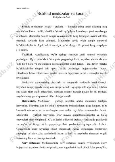 sstifоid mеduzаlаr vа kоrаll — DOC