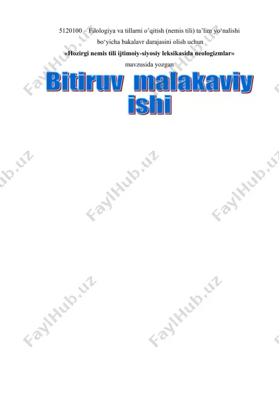 hozirgi nemis tili ijtimoiy-siyosiy leksikasida neologizmlar — DOC