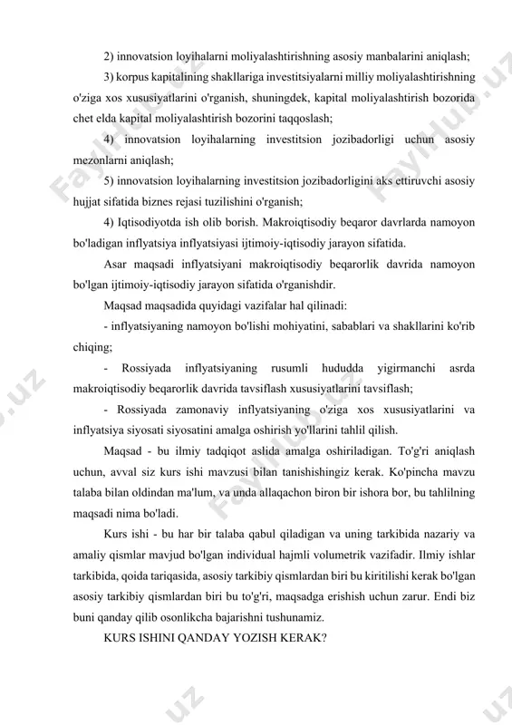 atijadir. bu vazifalarni qurish va butun ilmiy loyihani yozishga bejin bo'lishga bog'liq. maqsadni jarayon yoki harakat sifatida shakllantiring. bunday so'zlardan boshlang: tadqiqotning maqsadi ko'rsatkichlarni tahlil qilishdir. ko'rib chiqing. ta'sirni aniqlang. o'rganmoq aniqlash va hokazo. shunday qilib, talaba o'z tadqiqotlariga erishishni nima istayotganini aniq tasavvurga ega bo'lishi kerak. agar o'zingiz vazifani bajara olmasangiz, siz har doim professional mualliflardan yordam so'rashingiz va. maqsadni shakllantirish ilmiy loyihaning mavzusi va uning dolzarbligi asosida zarurdir. bundan tashqari, agar vazifa nazariy ma'lumotlarni o'rganish bilan bog'liq bo'lsa, unda u bir nechta mualliflarning nuqtai nazarini o'rganish va nuqtai nazarini tahlil qilish kerak. agar kurs ishi bo'yicha vazifalarni bajarishda amaliy echim bo'lsa, unda ta'kidlash o'z aksini o'z-o'zidan aniqlash va o'ziga xos usullar bilan bog'liq muammolarni hal qilish. ko'pincha o'rganish amaliy va nazariy qismni o'z ichiga oladi. bunday holda, bir nechta maqsadlar bo'lishi mumkin va ular oqilona bo'lishi kerak. siz ularni to'g'ri shakllantirganingizdan, tadqiqot va muammolarni hal qilish usullari bog'liqdir. …