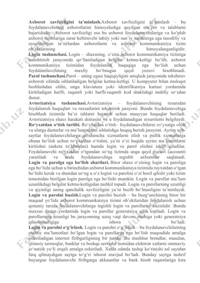axborot xavfsizligini ta'minlash — DOCX