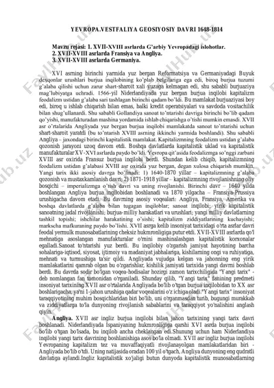 yevropa.vestfaliya geosiyosiy davri 1648-1814 — PDF