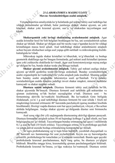 gul nektari asali laboratoriya mashg‘uloti — DOCX