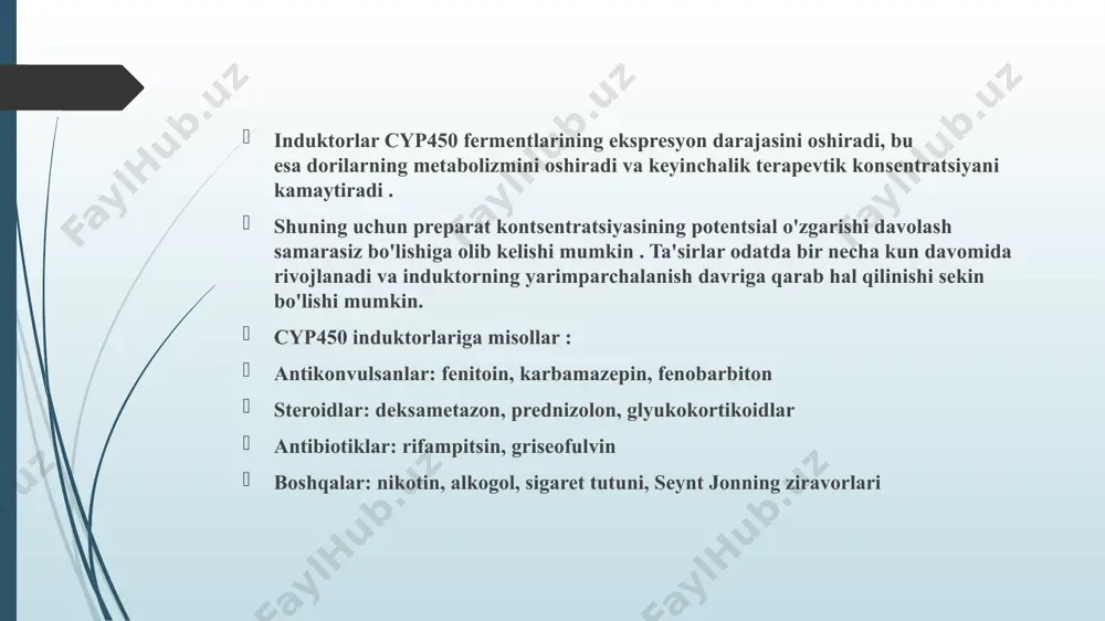 fermenti va uning fraktsiyalarining ishi, etanolning toksik asetaldegid hosil bo'lishi bilan oksidlanish reaktsiyasini katalizlaydi, spirtli ichimliklar almashinuvining asosiy yo'llaridan biridir. atsetaldegidning keyingi konversiyasi aldh fermenti ishtirokida sodir bo'ladi. tanadagi alkogolning past konsentratsiyasida bu barcha etanolning 80-90% o'tadigan asosiy yo'ldir. ikkinchi yo'l mikrosomal fermentlarning ishi bilan belgilanadi va xususan, sitoxrom p-450 ning ishi, masalan, dorilarning metabolizmidan farq qilmaydi; alkogolning oz miqdori tanaga kirganda kichik rol o'ynaydi, lekin muntazam ravishda qabul qilish bilan mikrosomal oksidlanish ulushi ortadi (7 martagacha). uchinchi usul etanolni vodorod peroksid ishtirokida katalaza bilan oksidlanishi va bir xil aldegid hosil bo'lishi bilan bog'liq. bu reaktsiya asosan nerv hujayralariga xos bo'lib, u hujayralarning peroksizomalari va sitozolida sodir bo'ladi, uning qiymati katta emas, 2% dan ko'p emas; adh faolligi bilan bir qatorda, jigarda etanol almashinuvining tezligi uning nafas olish fermenti - sitoxrom p-450 bilan bog'langan mitoxondrial tizimining holatiga bog'liq bo'ladi. spirtli ichimliklarning katta konsentratsiyasi tanaga kirganda, vodorod periksni parchalaydigan katalaza roli …