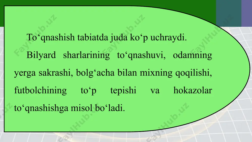 jismlarning absolyut elastik va noelastik to‘qnashishi 10 - sinf - Page 3