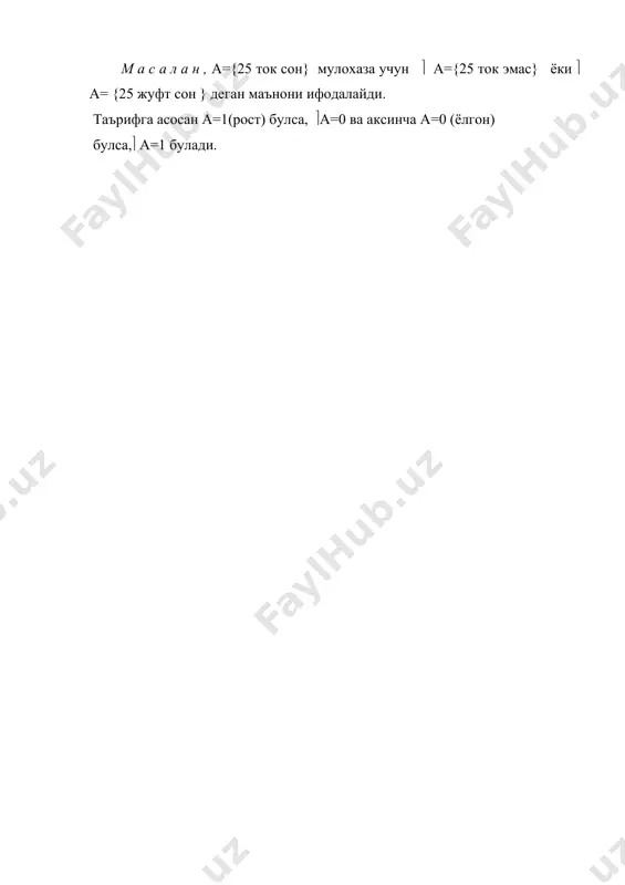 математик мантик хакида тушунча. мулохазалар ва улар устида амаллар - Page 5