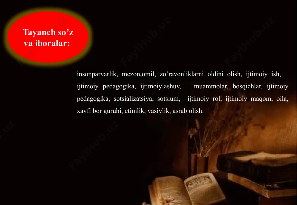 boshlash, bunda bolaning tabiatni, atrof-muhit ta’sirini hisobga olish, kattalar, eng avvalo, ota - onalar nufuziga suyanish lozim. ijtimoiy pedagogikaning rivojlanish bosqichlari va prinsiplari. ikkinchi bosqich, xvii - xix asrlarni o’z ichiga oladi. bu ijtimoiy pedagogikaning g’oyalari va ilmiy kontseptsiyalarini rivojlantirish, fan sifatida tiklanish davri bo’lgan edi. g’arbda uyg’onish davrida esa bola tarbiyasida insoniylik g’oyalarini ilgari surish rivojlana bordi. bu davrda italyan pedagogi, insonparvari vitarrino da- feltre (1378 -1446) "quvonch uyi" deb nomlangan birinchi maktab-internati tashkil etgan olimning fikrlarini kiritish mumkin. xix asr oxirida ijtimoiy pedagogika-pedagogik fanining mustaqil sohasi bo’lib ajralib chiqdi. bu hodisa a.distervarg, ravul notoro va boshqalarning nomalari bilan bog’liq. ijtimoiy pedagogikaning rivojlanish bosqichlari va prinsiplari. uchinchi bosqich xx-asrning boshidagi ijtimoiy pedagogikaning mustaqil fan sifatida rivojlanish davri. bu davrni tekis yoki oson davr deb aytib bo’lmaydi. hozirgi kungacha turli davr olimlari ijtimoiy pedagogika boshqa pedagogik fikrlar orasida qanday o’rin tutishi haqida tortishuvlar mavjud: u fan hisoblanadimi yoki amaliy faoliyatning …