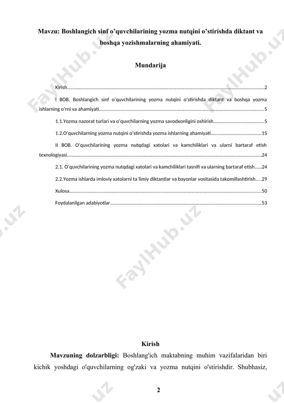 agi o'zgarishlar haqida o'qiganlaridan foydalanib gap tuzish, ayrim parchalarni kitobdan ko'chirib yozish, grammatik tahlil kabi topshiriqlarni bajartirish maqsadga muvofiqdir. ona tilidan ko'zlangan maqsadga erishish uchun: birinchidan, ona tili darsida o'qishdan beriladigan topshiriq oldindan tayyorgarlik ko'rib, puxta o'ylab, so'ng berilishi; ikkinchidan, ona tili darsida o'tilgan mavzuni mustahkamlashga imkon berishi hisobga olinishi; uchinchidan, topshiriq (misol qaysi asardan olingan bo'lsa) berilgan asar g'oyasini yana ham mustahkamlashga yorlashishini hisobga olish kerak. ma'lumki, grammatik bilim tilni ongli egallashni va savodli yozish malakasini shakllantirishning asosi hisoblanadi. shuning uchun ham o'quvchilarning grammatikadan olgan bilimlari to'g'ri yozuv malakalarini shakllantirish bilan birga olib boriladi. to'g'ri yozuv malakasini rivojlantirishda imloviy mashq turlari: grammatik imloviy tahlil, matnni ko'chirib yozish, ta'limiy diktant va bayondan mashq sifatida foydalanish maqsadga muvofiqdir. imloviy mashqlarni amalga oshirishda ona tili darsligi sahifalarida berilgan mashqlardan foydalanish bilan birga boshqa materiallardan foydalanish yaxshi natija beradi. chunki o'quvchilar yangi materialga qiziqish bilan kirishadilar, o'ylashga, fikrlashga harakat qiladilar. kurs ishining maqsadi. …