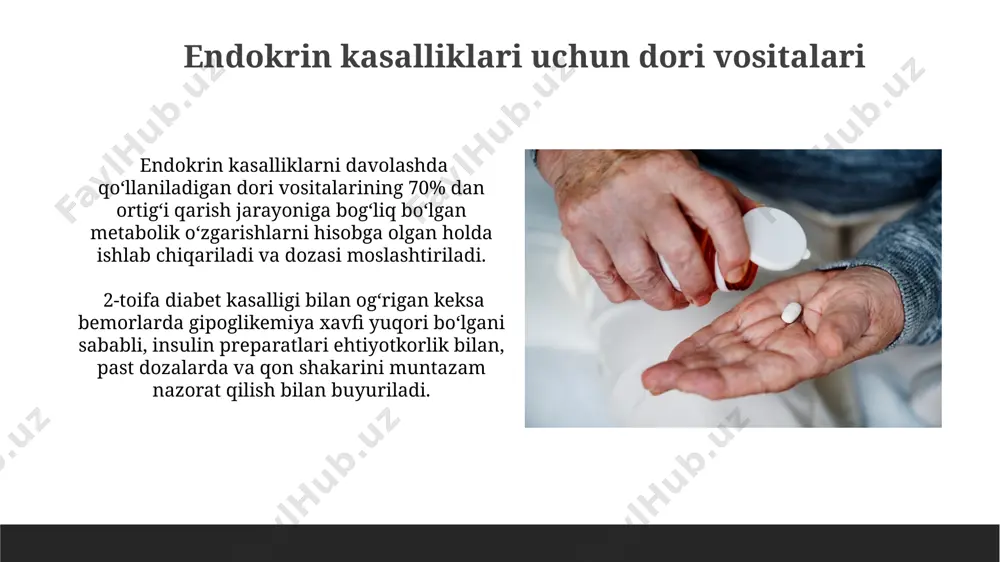 italari prostata adenomasida qo'llaniladigan alfa-blokatorlar siydik chiqarishni yaxshilaydi, ammo taxminan 5% hollarda bosh aylanishi va ortostatik gipotoniya kuzatiladi. buyrak yetishmovchiligi davolashda qo‘llaniladigan ace inhibitörlari qon bosimini 10-15 mm hg ga pasaytiradi va shu bilan buyrak funksiyasini yaxshilaydi, ammo taxminan 20% bemorlarda yo'tal paydo bo'lishi mumkin. geriatriya amaliyoti uchun dori vositalarini ishlab chiqarishning dolzarbligi ko'pgina geriyatrik kasalliklar, masalan, yurak-qon tomir kasalliklari va diabetning bir vaqtning o'zida mavjudligi tufayli, dori vositalarini o'zaro ta'sirini hisobga olgan holda, farmakologik xavfsizlikni ta'minlash muhim ahamiyat kasb etadi. geriyatriya amaliyotida 65 yoshdan oshgan bemorlar sonining 20% dan ortig'ini tashkil etishini hisobga olgan holda, ular uchun maxsus moslashtirilgan dori vositalariga bo'lgan ehtiyoj keskin o'sib bormoqda. suyak-bo'g'im tizimi kasalliklari uchun dori vositalari suyak zichligini oshirishga qaratilgan bisfosfonatlar guruhiga kiruvchi dori vositalari, masalan, alendronat, osteoporozli bemorlarda suyak sinish xavfini 50% gacha kamaytirishi mumkin. o'rtacha 65 yoshdan oshgan aholi orasida qo'llaniladigan nsaidlar (masalan, ibuprofen, diklofenak) artroz va osteoartrit og'rig'ini engillashtiradi, ammo …