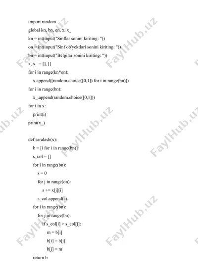sinflar tahriri algoritmi — DOCX