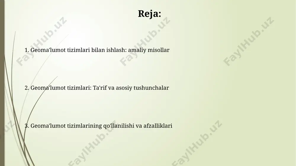 silni prognoz qilish, 15 ta turdagi ekinlarning holatini kuzatish va o'g'itlarni samarali qo'llash orqali unumdorlikni 10% ga oshirish mumkin. gis yordamida 1000 dan ortiq yer uchastkalarini aniq chegaralash va 2d/3d modellashtirish orqali yer resurslarini boshqarish samaradorligini 30% ga oshirish mumkin. gis va shaharsozlik gis texnologiyalari shahar atrof-muhit monitoringini yaxshilashga yordam beradi, bu esa ifloslanish darajasini 10% ga kamaytirish va yashil maydonlarni 25% ga ko‘paytirish imkoniyatini beradi. shaharsozlikda gis yordamida 50000 dan ortiq aholini qamrab oluvchi aholi zichligi xaritalari va 100 dan ortiq ko‘cha tarmoqlari ma’lumotlarini tahlil qilish mumkin. gis dasturiy ta'minoti gis dasturiy ta'minoti yordamida 90% gacha aniqlik bilan yer uchastkalarini aniqlash, tabiiy ofatlarni bashorat qilish va atrof-muhitni monitoring qilish mumkin. gis dasturiy ta'minoti turli xil ma'lumotlarni, jumladan, 2d va 3d xaritalarni, rasmlarni, vektor va raster ma'lumotlarini birlashtirib, tahlil qilish imkonini beradi. gisning iqtisodiy foydalari gisni qo‘llash orqali yer uchastkalarini boshqarish samaradorligi 20-30% ga oshadi, bu esa yer resurslaridan oqilona …