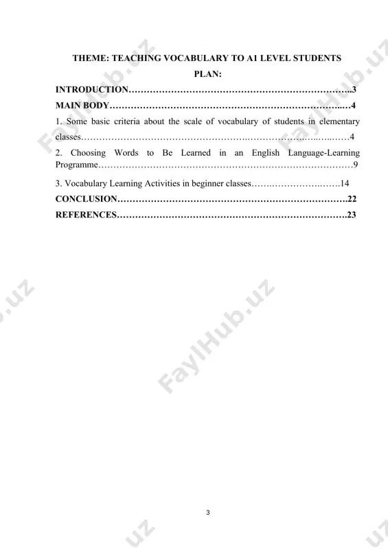 results of the qualification paper. 1. some basic criteria about the scale of vocabulary of students in elementary classes both first (l1) and second (l2) language educators and researchers agree that mastering vocabulary is of great importance in one’s becoming a mature language user. although learning vocabulary in a l1 and l2 is not fundamentally different, one of the important ways in which l1 and l2 vocabulary learning does differ is the rate of vocabulary growth. in the l1 learning context, the amount of regular input is immense allowing for much of vocabulary to be learnt incidentally. in contrast, the smaller amount of regular input in the l2 context means that the opportunities for learning new vocabulary items are limited, with relatively few words being acquired incidentally. it is, thus, hypothesised that teachers have the greatest inﬂ uence on the quality and quantity of l2 vocabulary learnt by efl learners. …