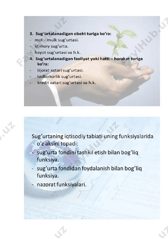 sug'urtaning iqtisodiy mohiyati va bozor munosabatlarini o'rni - Page 5