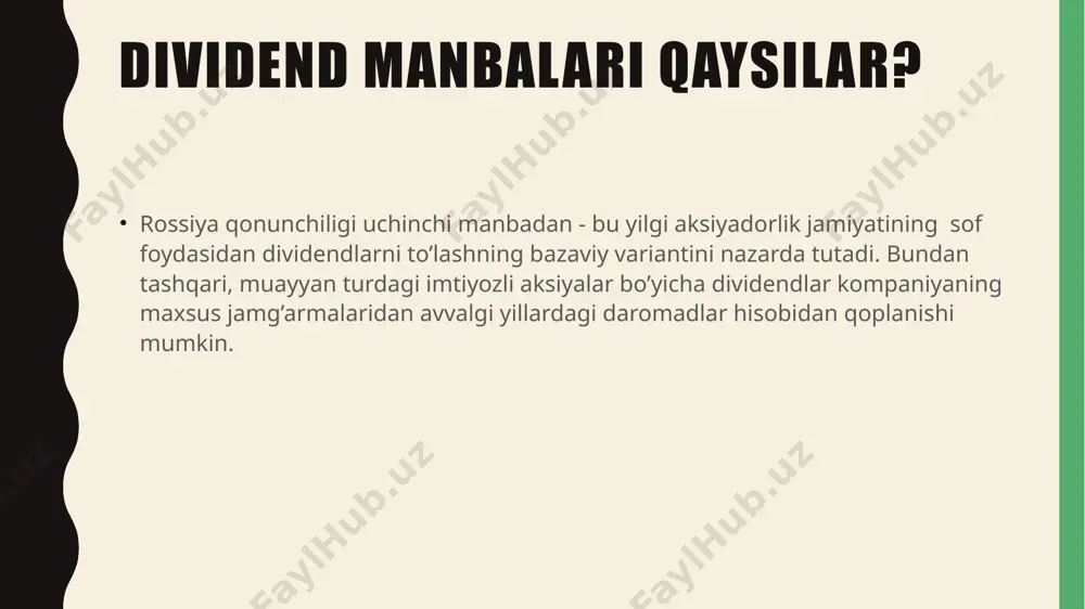 dividendlar to’lash tartibi, shakllari va manbalari - Page 3