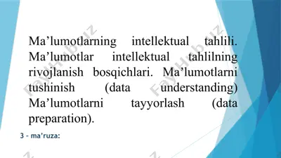 ma’lumotlarning intellektual tahlili — PPTX