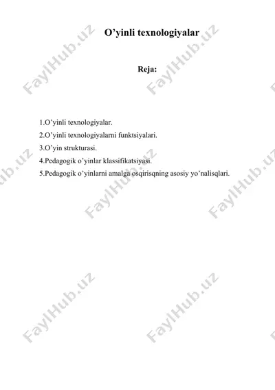 o’yinli tеxnologiyalar — DOC