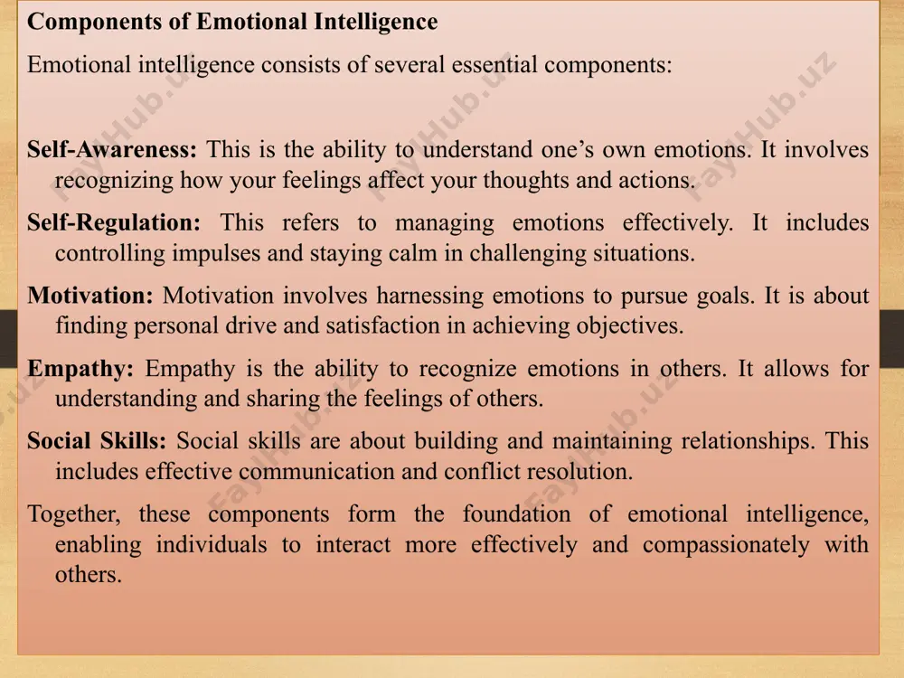 omoting awareness and understanding of different perspectives. group projects encouraging collaboration: collaborative projects allow students to work together, fostering teamwork and communication skills. the benefits of this approach are significant. it develops social skills and empathy through constructive feedback, as students learn to give and receive input in a supportive manner. by engaging in these activities, learners strengthen their interpersonal relationships and enhance their emotional intelligence in a collaborative setting. technique 6: integrating ei into curriculum description: embed emotional intelligence into existing subjects. activities: -discuss emotional themes in literature. -analyze case studies in social studies. -benefits: reinforces the relevance of ei across disciplines. technique 6: integrating ei into curriculum integrating ei into curriculum integrating emotional intelligence into the curriculum involves embedding ei concepts into existing subjects. activities include: discussing emotional themes in literature: students can explore characters' emotions and motivations, enhancing their understanding of emotional complexity. analyzing case studies in …