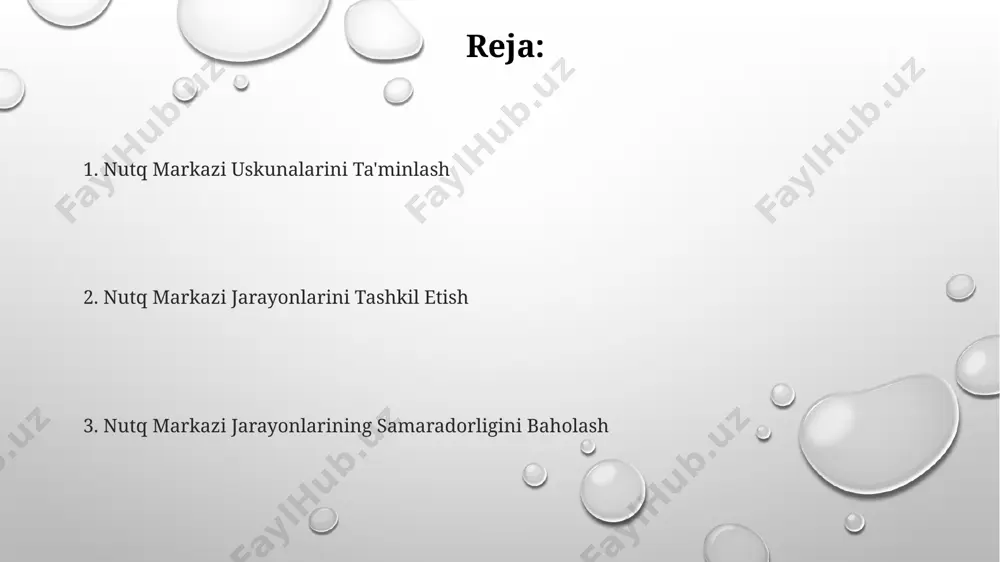 ‘yin terapiyasi uskunalaridan foydalanadilar. nutq markazlarida 50 dan ortiq turdagi audio va video yozuv uskunalari, jumladan, professional mikrofonlar, kamerlar va tahrirlash dasturlari, toshkentdagi yirik markazlarda qo‘llaniladi. nutq markazining tashkiliy tuzilmasi samarqand viloyati hududida joylashgan nutq markazining filialida 200 dan ortiq bolaga nutq terapiyasi xizmatlari ko'rsatiladi, shuningdek, onlayn konsultatsiyalar ham amalga oshiriladi. nutq markazining samarali faoliyati uchun 5 dan ortiq malakali logoped va 2 ta psixologdan iborat jamoa, toshkent shahridagi zamonaviy jihozlangan xonalarda ishlaydi. markaz o'z faoliyatini 3 ta asosiy yo'nalishda – diagnostika, terapiya va profilaktika bo'yicha olib boradi, bunda 10 dan ortiq turdagi zamonaviy uskunalar qo'llaniladi. nutqni hosil qilish mexanizmlari nutqni hosil qilishda broka maydoni (44 va 45-brodmann maydonlari), vyernike maydoni (22-brodmann maydoni) va ular orasidagi tolalar bog'lanishi muhim ahamiyatga ega bo'lib, parij universitetining tadqiqotlari buni tasdiqlaydi. tilning harakatlanishi, og'iz bo'shlig'i shaklining o'zgarishi, lablar va jag'ning ishlashi – nutqning artikulyatsion jihatlari, ularning aniqligi 20 dan ortiq artikulyator a'zolarning sinxron ishlashiga …