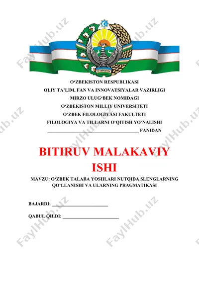 o‘zbek talaba yoshlari nutqida slenglarning qo‘llanishi va ularning pragmatikasi — DOCX