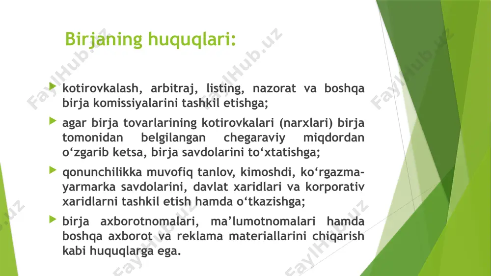 birja va birja faoliyatining huquqiy asosi - Page 5