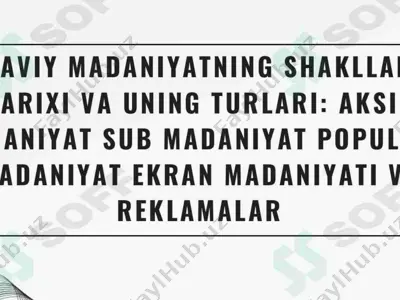 ommaviy madaniyatning shakllanishi tarixi va uning turlari: aksil — PPTX