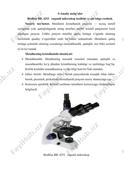 bioblue bb 4253 raqamli mikroskop — DOC