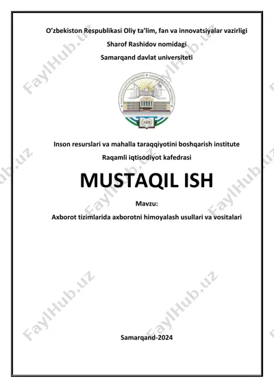 axborot tizimlarida axborotni himoyalash usullari va vositalari — PDF