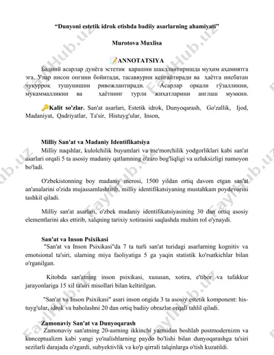 san'at va inson psixikasi — DOCX