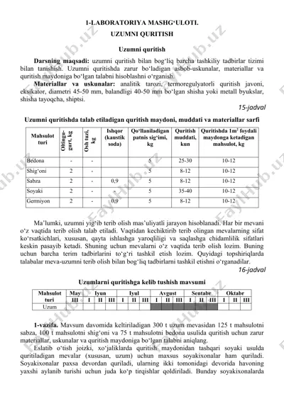 laboratoriya mashg‘uloti - uzumni quritish — DOCX